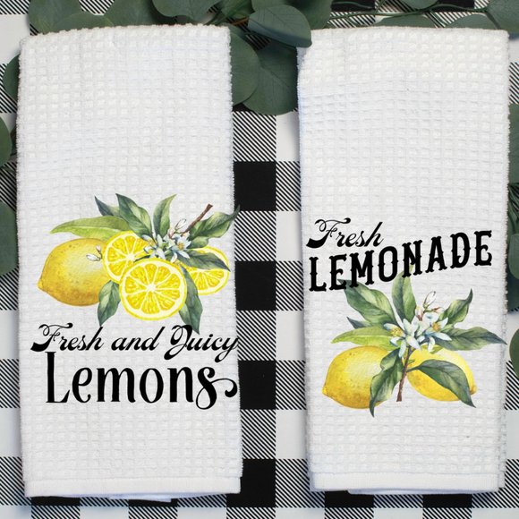 Lemons Hand Towels, Set of 2, Fresh and Juicy - Picture 2 of 3